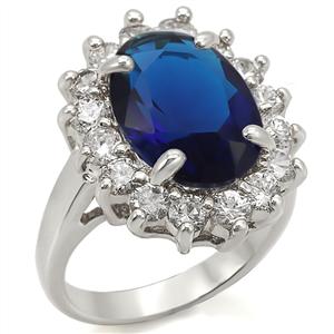 9.6CT CREATED SAPPHIRE CLUSTER RING-sz9/10